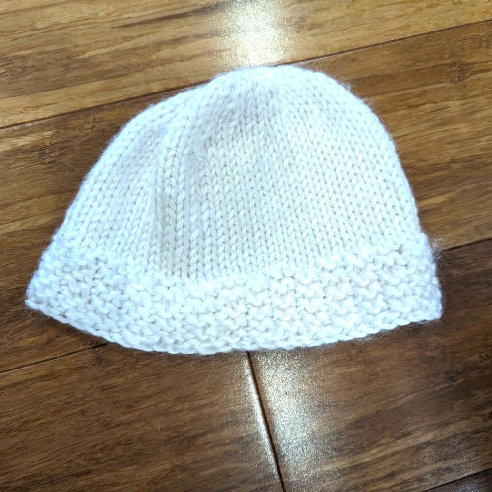 2/$18. Hand knitted newborn white hat.